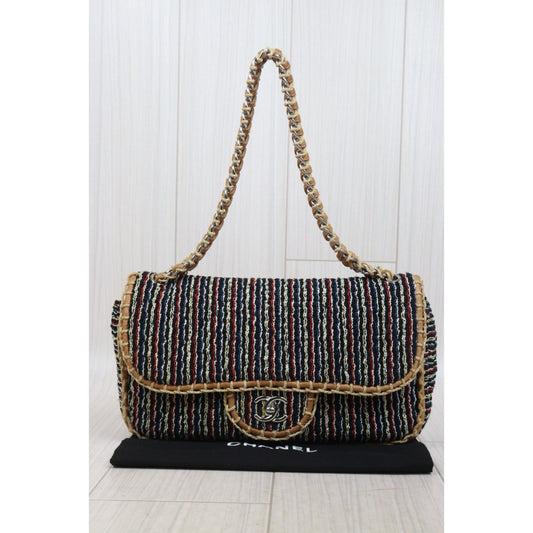 Very Good ( Rank A)| CHANEL Tweed Weave Single Flap 30 Shoulder Bag Made in 2010-2011Year|Y25112506