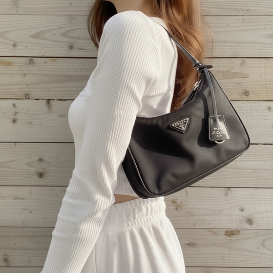 Include Entrupy Certificate of Authenticity|Good ( Rank AB)| PRADA Re-Edition 2005 Re-Nylon Hobo |S26031511