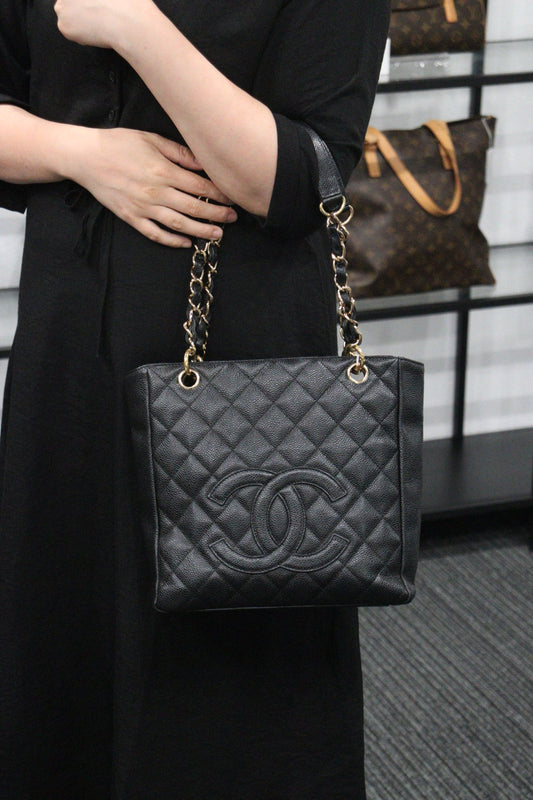 Rank A | CHANEL Matrasse PST Chain Tote Bag Caviar Skin Black |23060901