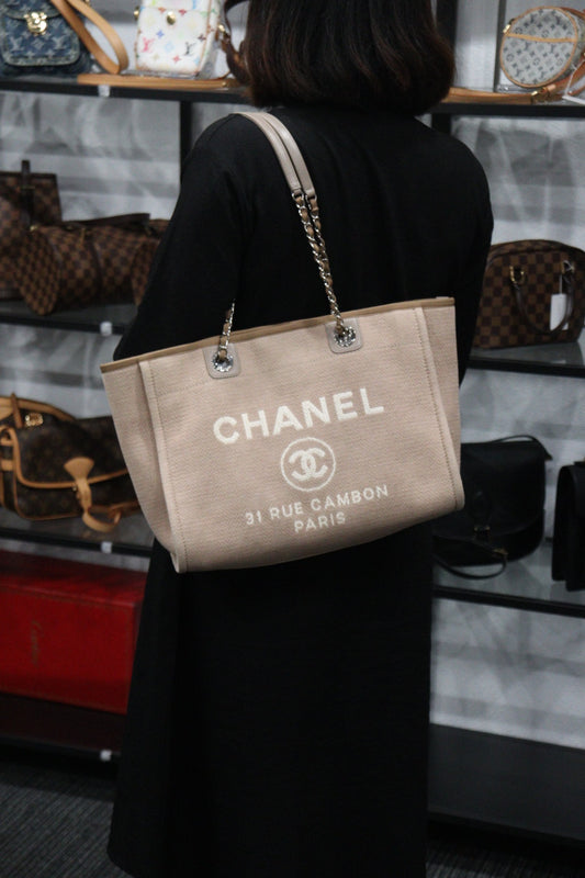 Rank A | CHANEL Canvas Deauville 34 Tote ShoulderBag |V23062952