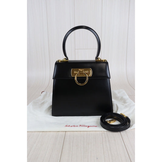 Rank A |Ferragamo Gancini 2WAY Handbag Shoulder Bag| V23061707