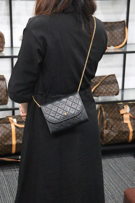 Rank A | CHANEL Mini Coco Mark Matrasse Lambskin Chain Shoulder Bag |V23053002