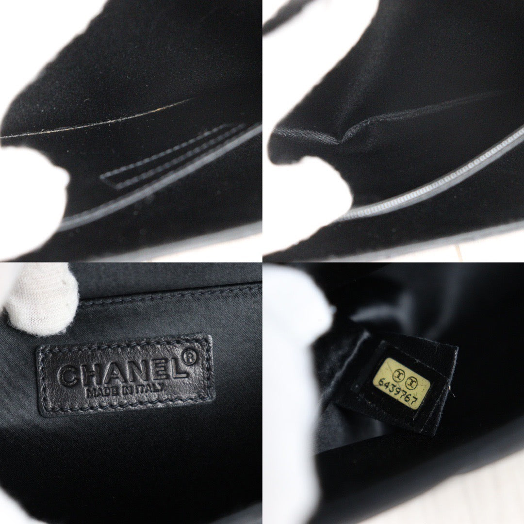 Rank A | CHANEL New Travel Line Chain Shoulder Bag Nylon Leather Black |V23053003