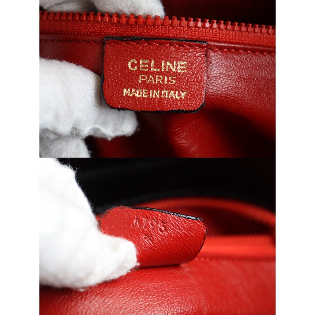 Rank A | CELINE Box Calf Leather ShoulderBag Black|V23062953