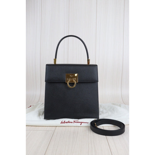 Rank A |Ferragamo Gancini 2WAY Handbag Shoulder Bag|23071401