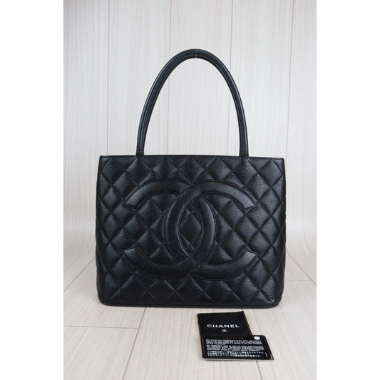 Rank A | CHANEL Caviar Skin Leather Calf Leather Tote Bag|V23062335