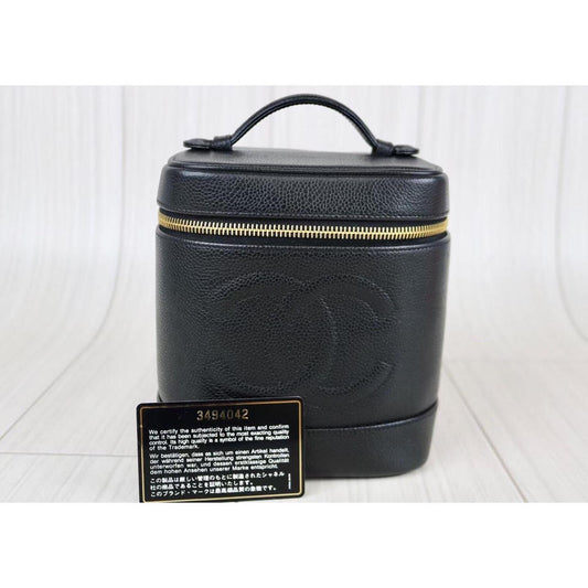 Rank A | CHANEL Caviar Skin Vanity Handbag |081802