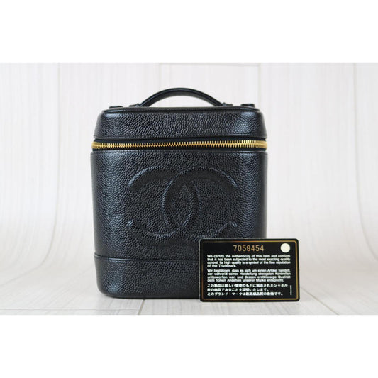 Rank A | CHANEL Caviar Skin Vanity Handbag |080508