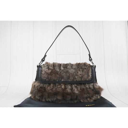 Rank A| FENDI Mink Mamma bucket Shoulder Bag |031906