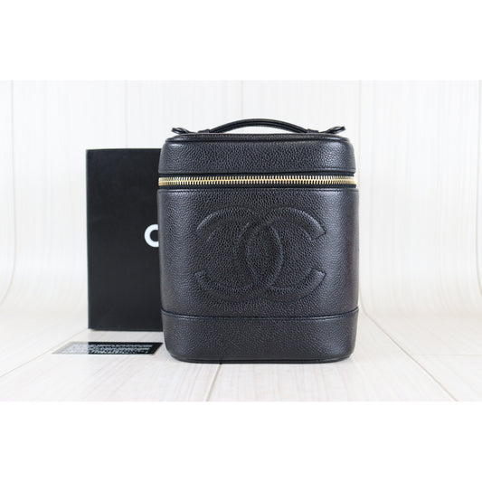 Rank A | CHANEL Caviar Skin Vanity Handbag |091012