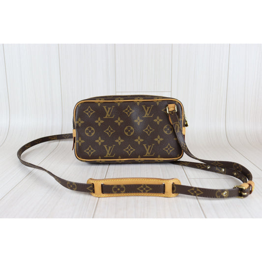 Rank A|LV Monogram Pochette Marley Bandolier Shoulder Bag|091013
