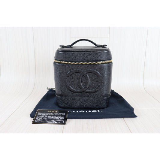 Rank A | CHANEL Caviar Skin Vanity Handbag |091901