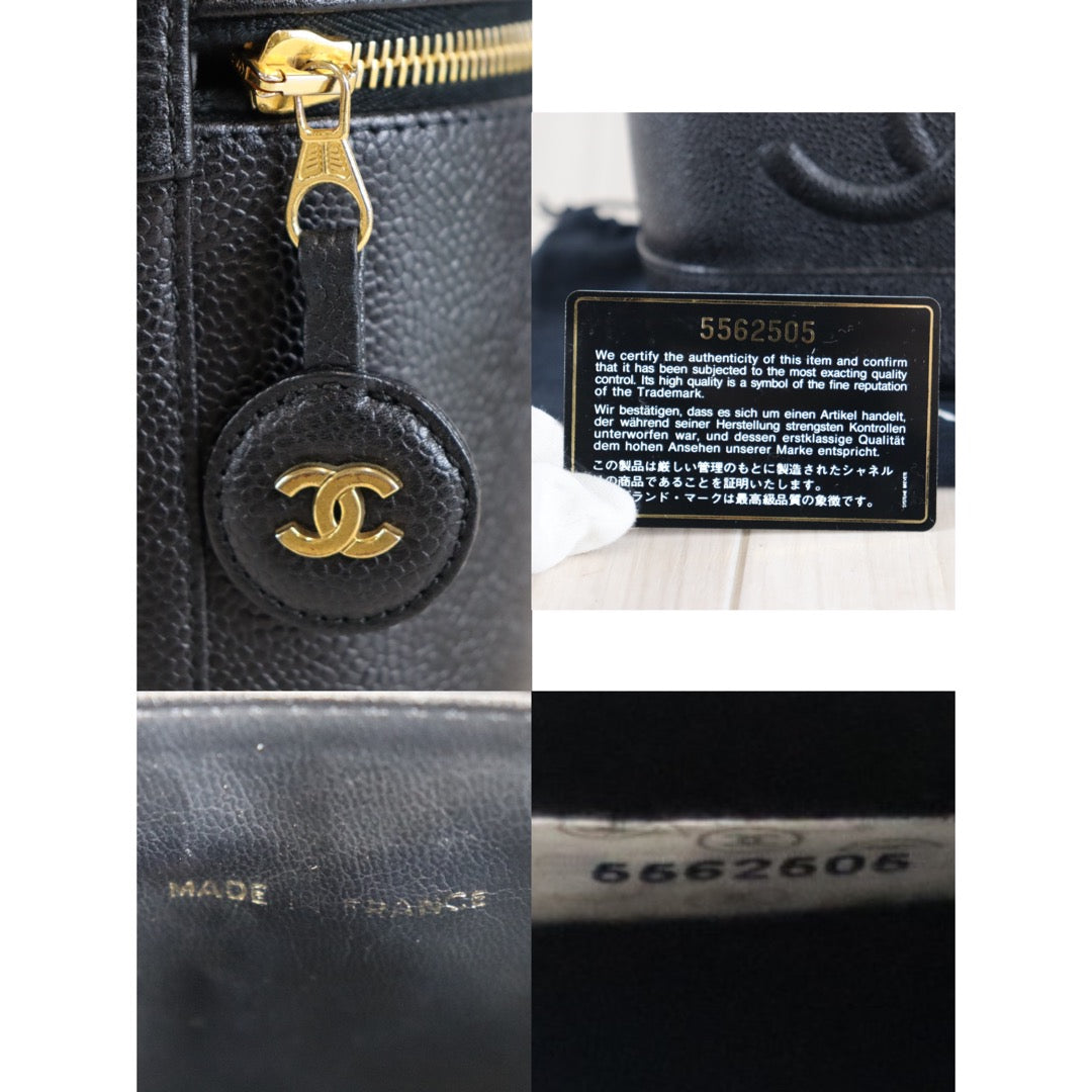 Rank A | CHANEL Caviar Skin Vanity Handbag |091901