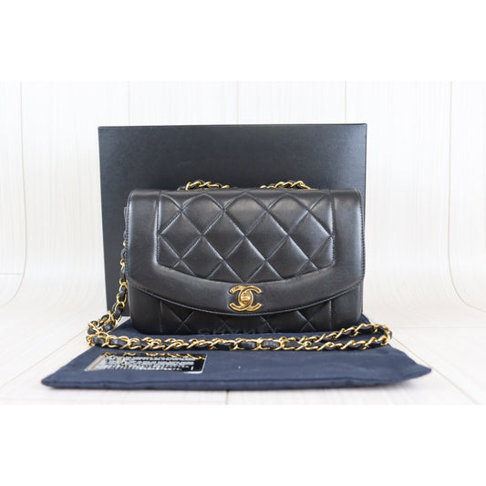 Rank A | CHANEL Matrasse Diana 22 Lamb Skin Double Flap Double Chain Bag |092406