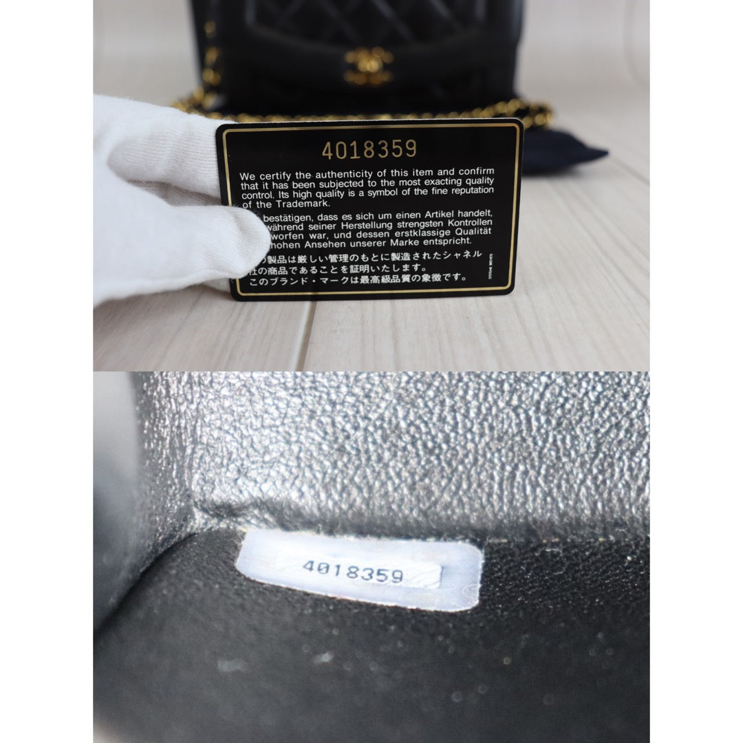 Rank A | CHANEL Matrasse Diana 22 Lamb Skin Double Flap Double Chain Bag |092406