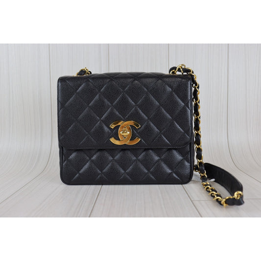 Rank AB |Chanel Big CC Half Flap Bag Medium Caviar Skin |092712