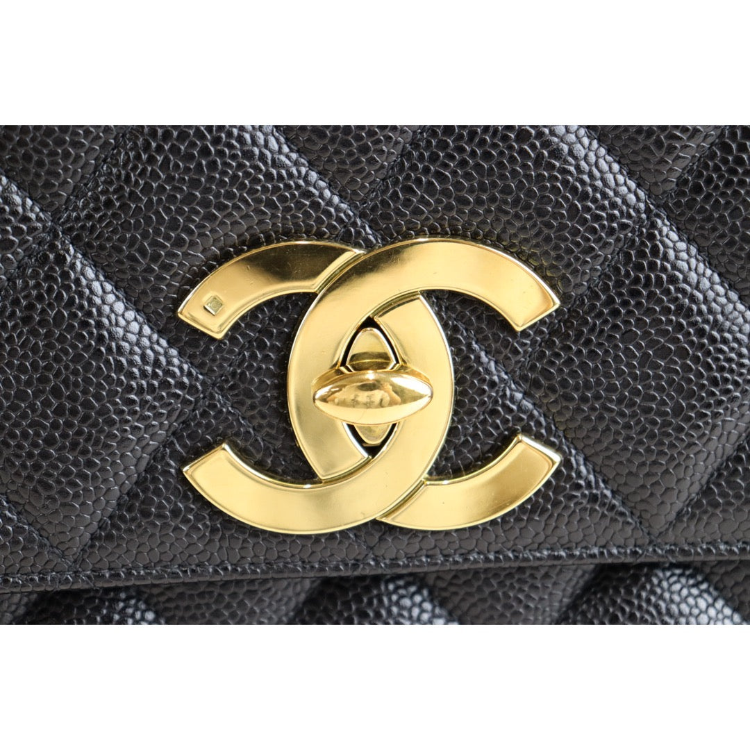 Rank AB |Chanel Big CC Half Flap Bag Medium Caviar Skin |092712