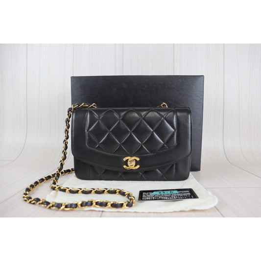 Rank A | CHANEL Matrasse Diana 22 Lamb Skin Double Flap Double Chain Bag |092607