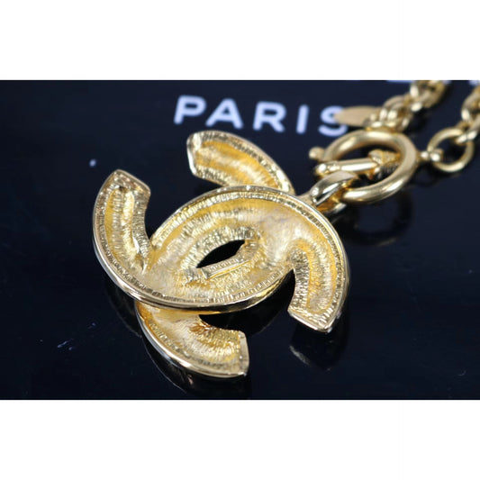 Rank A | Chanel Vintage Coco Mark Gold Necklace |012006