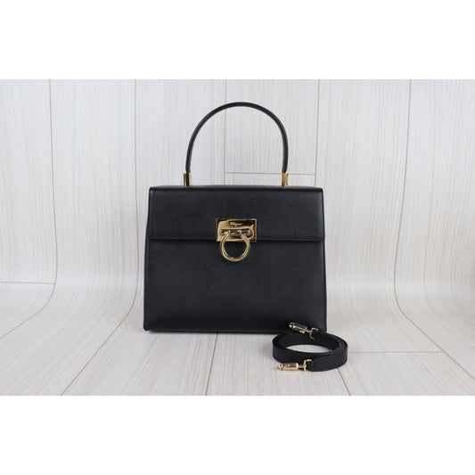 Rank A |Ferragamo Gancini 2WAY Handbag Shoulderbag|22101106