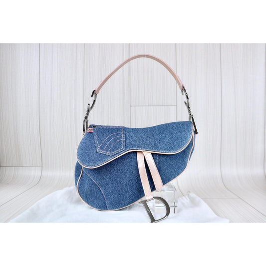 Rank A | Dior Trotter Denim Saddle Bag |121914