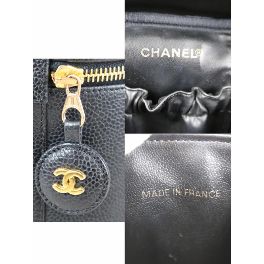Rank A | CHANEL Caviar Skin Vanity Handbag |081802
