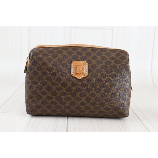 Rank A | CELINE Macadam Cosmetic Pouch |23012608