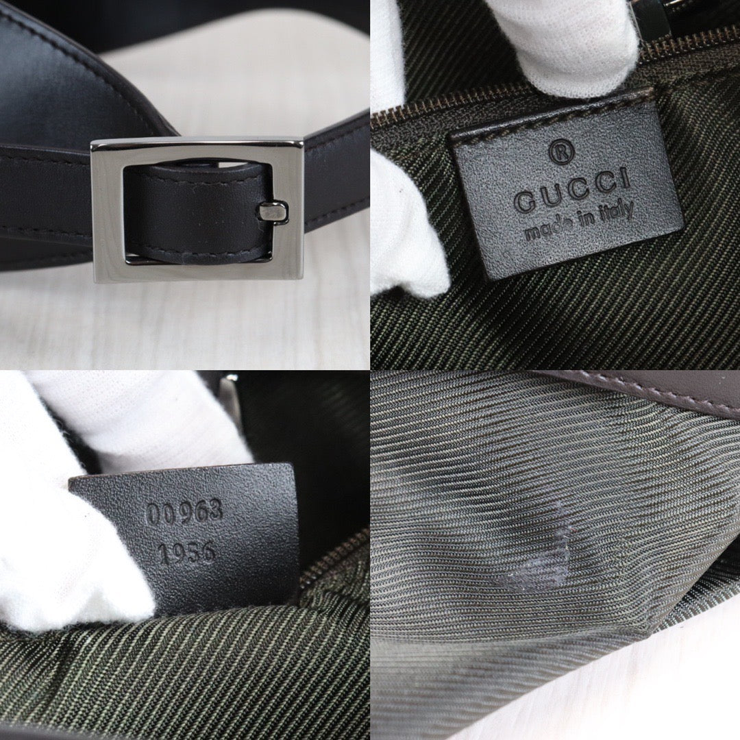 Rank A | GUCCI Tan Monogram Canvas Hobo Jackie O Bag with Stripes|22121402