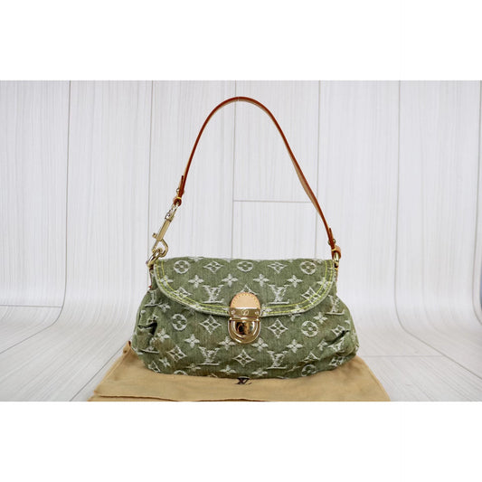 Rank A | LV Monogram Denim Shoulder Bag|031411