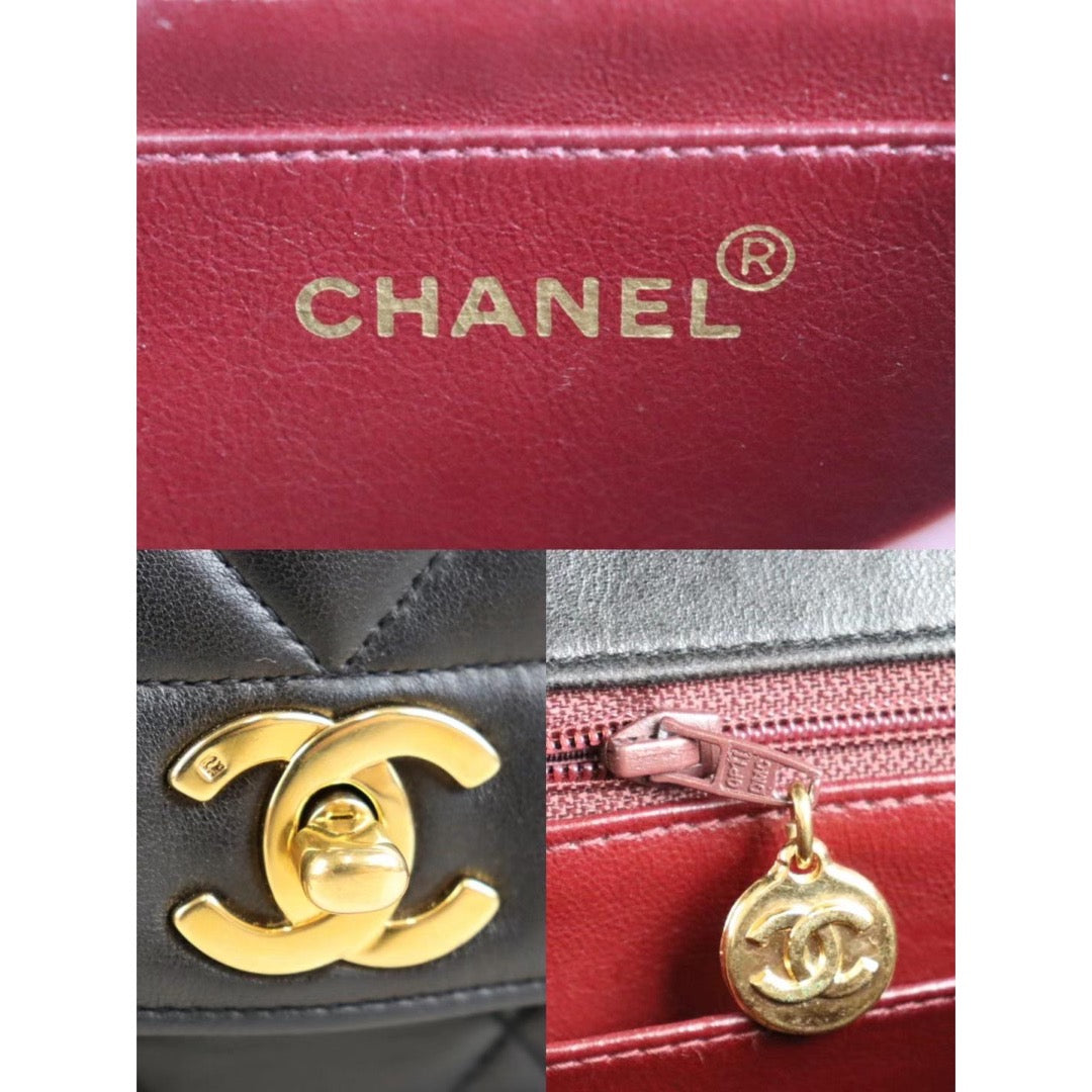 Rank AB| CHANEL Matrasse Diana 25 Lamb Skin Chain Bag |22111006