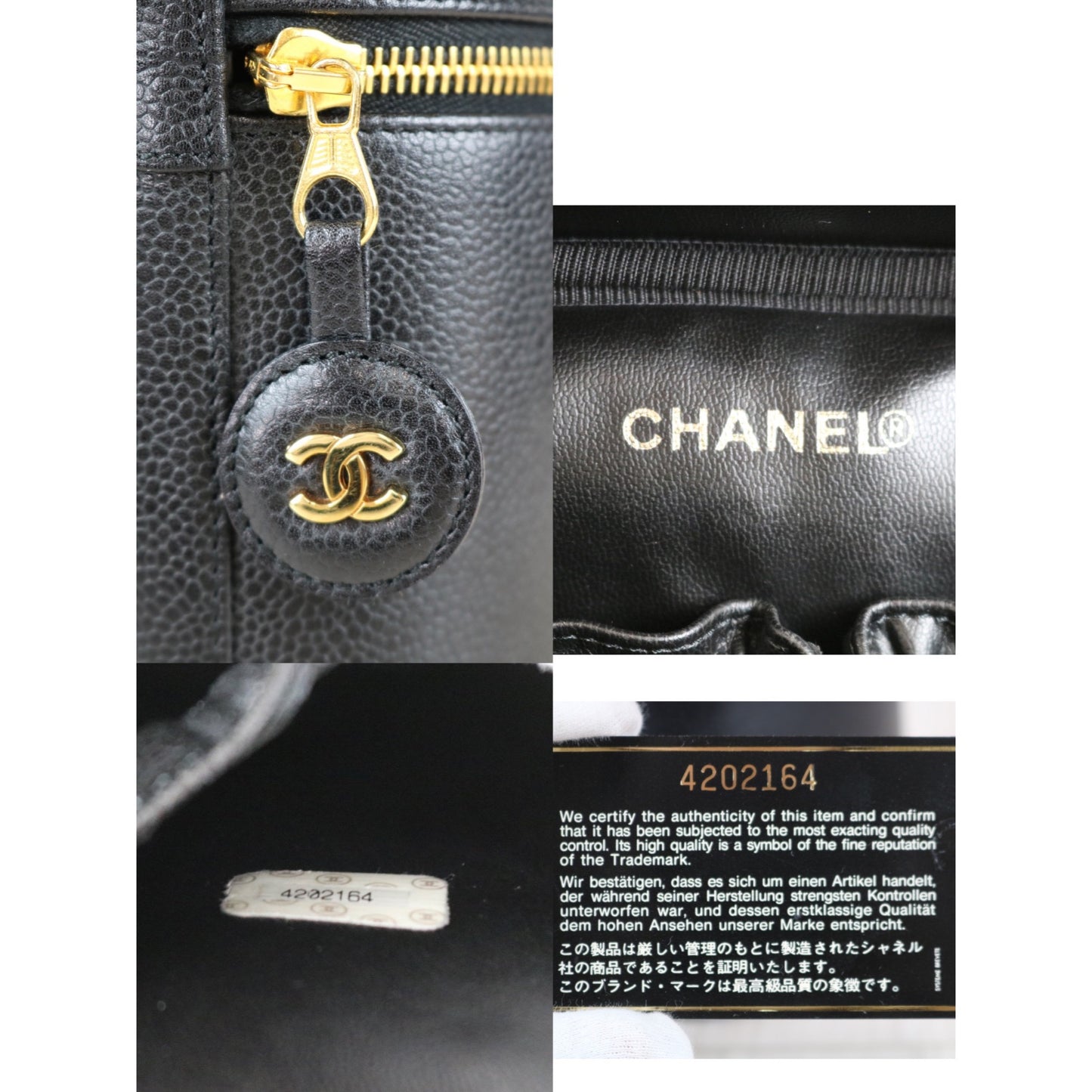 Rank A | CHANEL Caviar Skin Vanity Handbag |021708