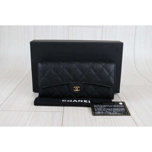 Rank SA |Chanel Caviar Skin Black Long Wallet|23041307