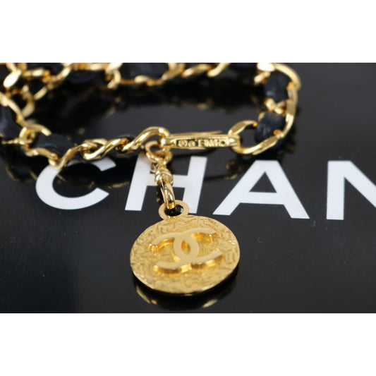 Rank A | CHANEL Leather Chain Belt |020907