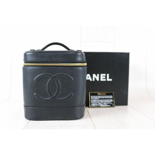Rank A | CHANEL Caviar Skin Vanity Handbag |061406