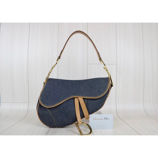 Rank A | Dior Trotter Denim Saddle Bag |040803