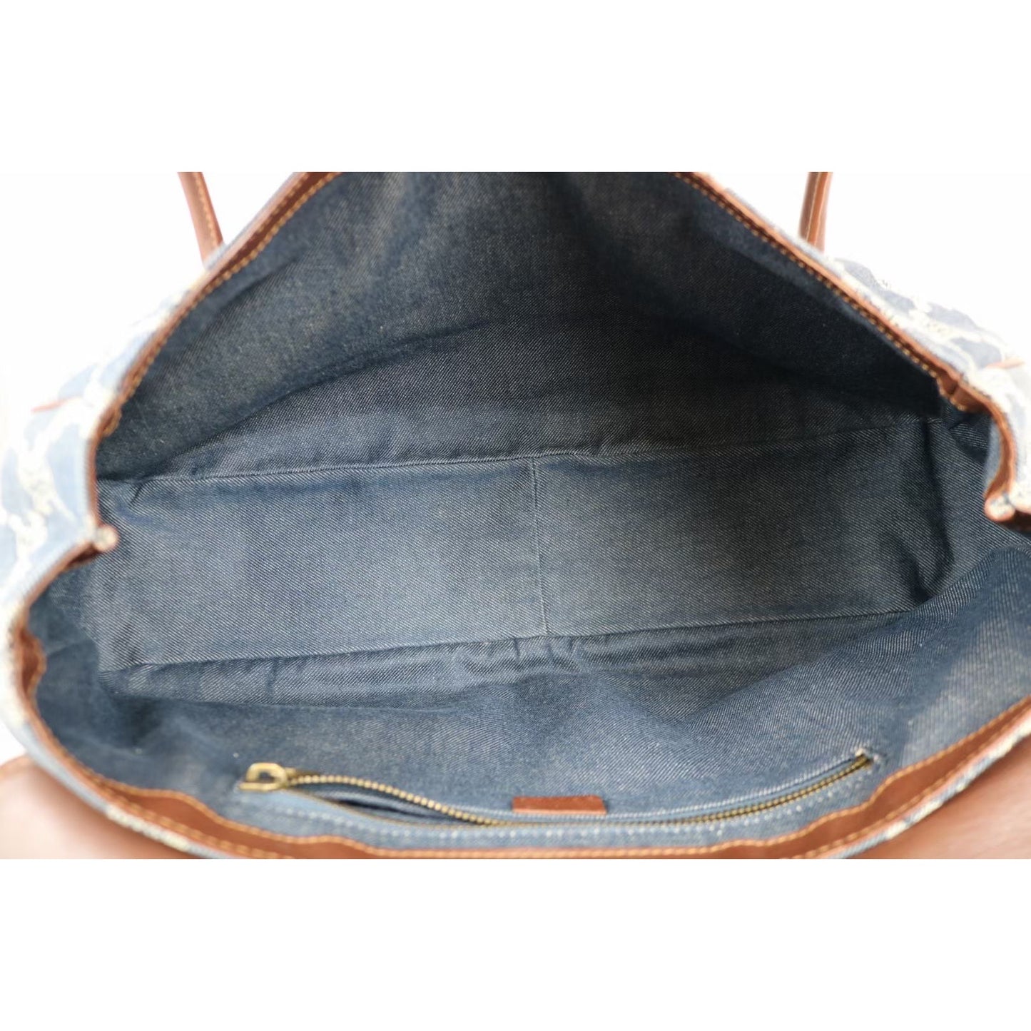 Rank AB|Celine Macadam Denim HandBag|031702