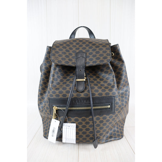 Rank AB| CELINE Brown Macadam Backpack |083114