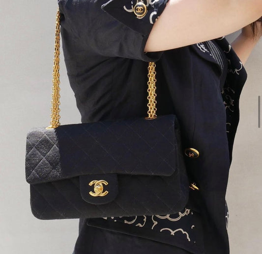 Rank A |CHANEL Matelasse 25 Cotton Chain Shoulder |080304
