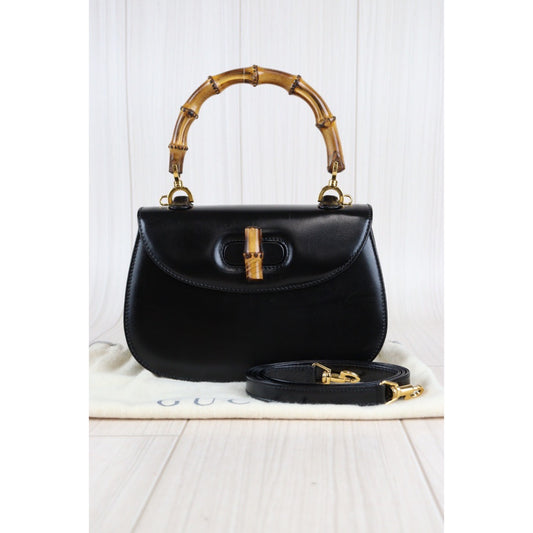 Rank AB | GUCCI Bamboo Box Leather Hand Bag |23041006