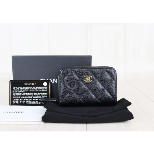 Rank SA |Chanel Caviar Skin Matelasse Classic Zip Coin Case|071806