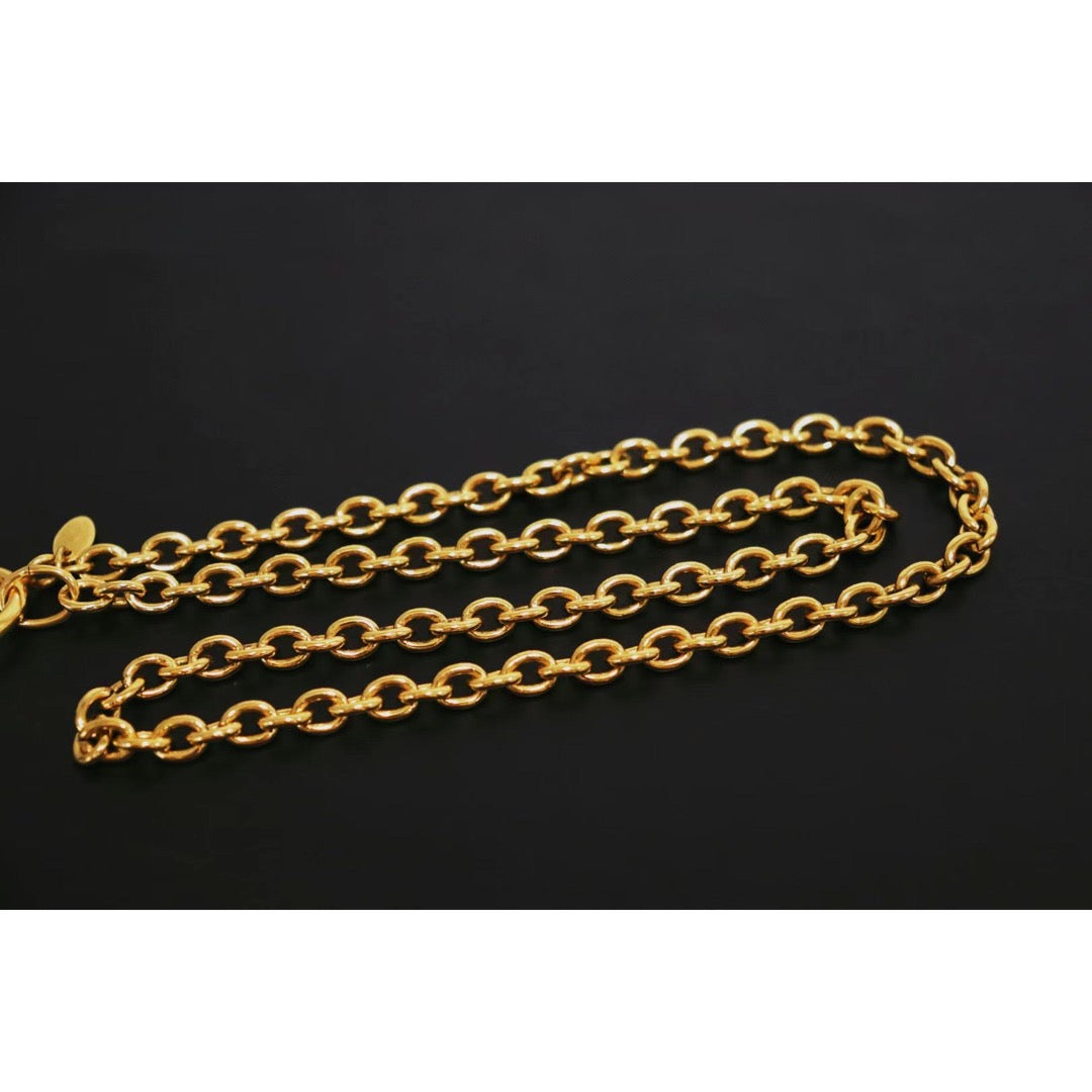 Rank A | CHANEL Coco Mark 24K Gold Plated Necklace|22102801