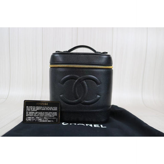Rank A | CHANEL Caviar Skin Vanity Handbag |021708