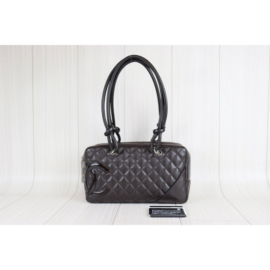 Rank A |CHANEL Cambon Line Bowling Bag Shoulder Bag|090704