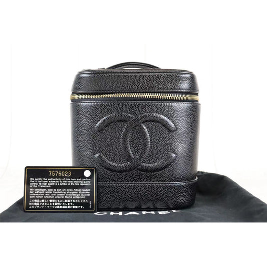 Rank A | CHANEL Caviar Skin Vanity Handbag |080203
