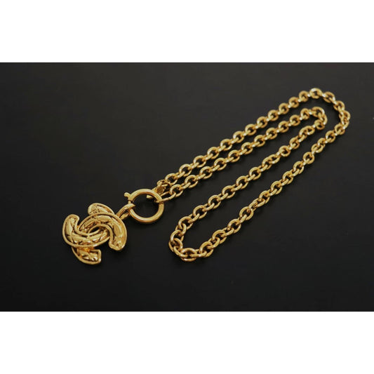 Rank A | CHANEL Coco Mark 24K Gold Plated Necklace|22102801
