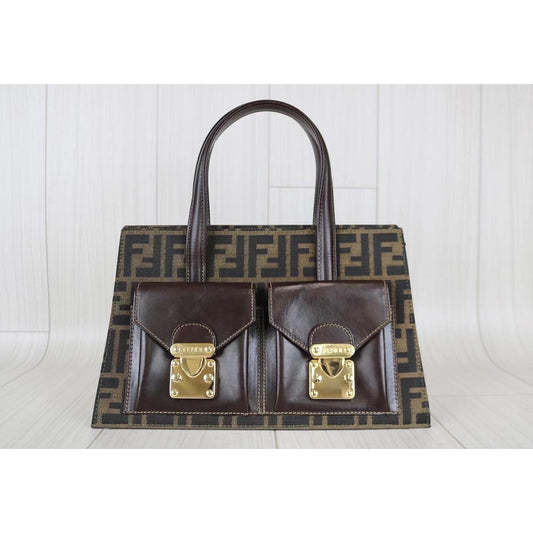 Rank A | FENDI Vintage Zucca HandBag |051611