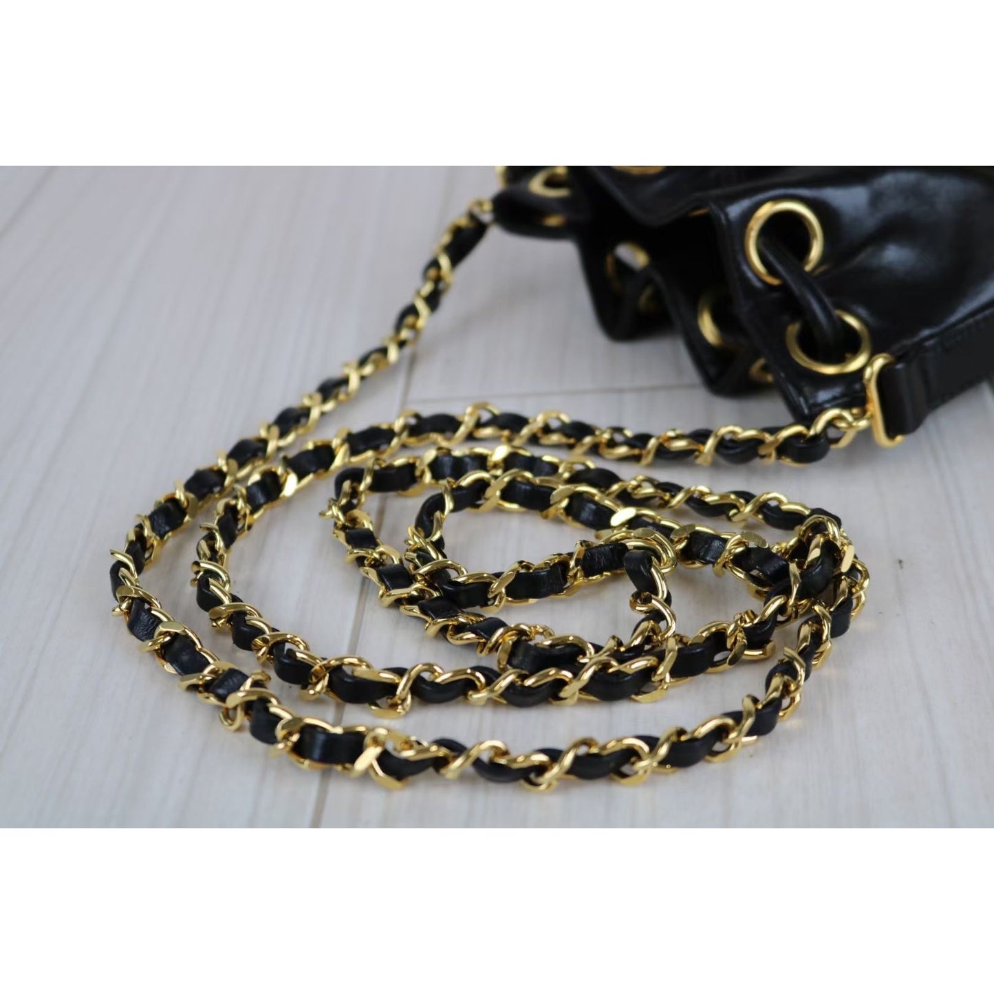 Rank A | CHANEL Lambskin Drawstring Chain Shoulder| 062712