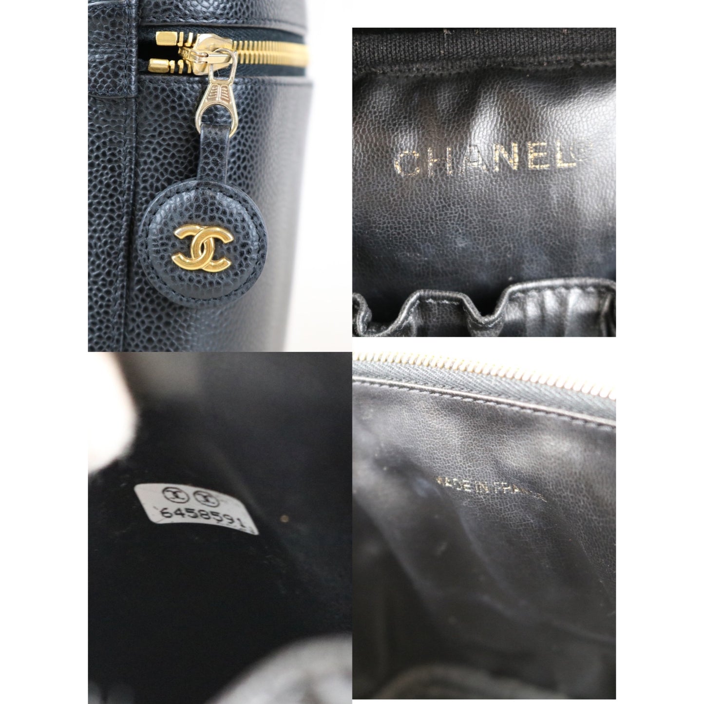 Rank A | CHANEL Caviar Skin Vanity Handbag |062508