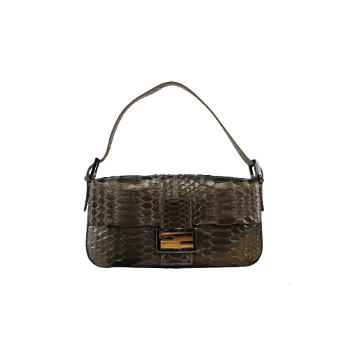 Rank A | FENDI Snake Skin Baguette Shoulder Bag |041510 – BRAND GET