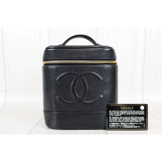 Rank A | CHANEL Caviar Skin Vanity Handbag |032422